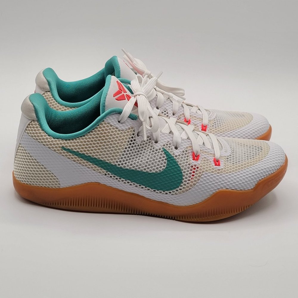 Nike Kobe 11 Summer 836183-103 White / Washed Teal-Bright Crimson Men's Size 8.5